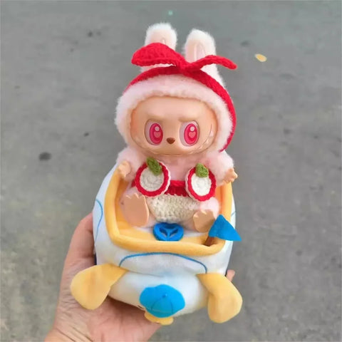 Cute Labubu Doll Chair Mobile Phone Holder & Summer Swimsuit Dress with Slippers Doll Shirt Sea Beach Style