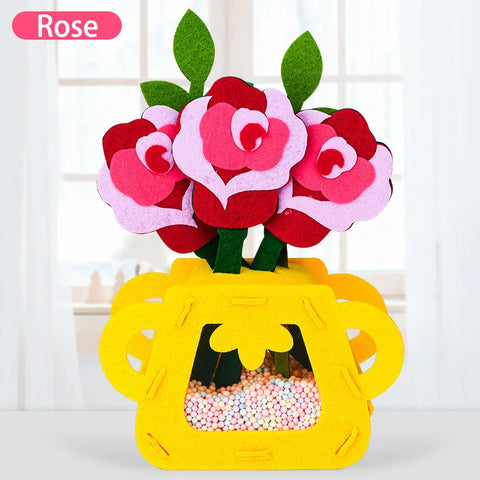 DIY Flower Toys Montessori Arts Crafts Non-weaving Handicrafts Flowerpot Toys for Kid Gift Early Preschool Educational Gift