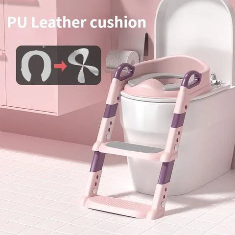 Children's Toilet Seat Stairway Baby Boys and Girls Toilet Folding Stand Step Stool Children's Step Toilet Seat Ring