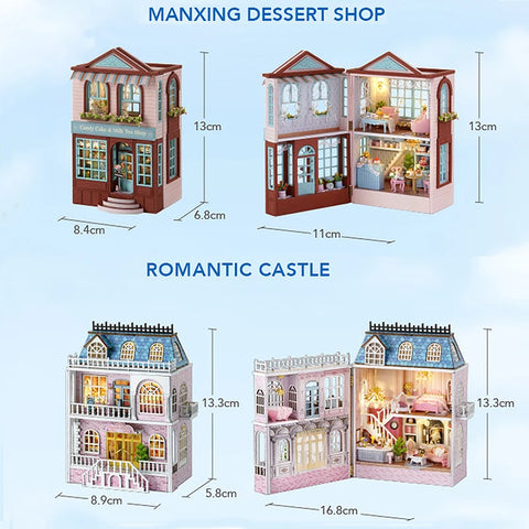 Diy Mini Wooden Dollhouse With Furniture Light Doll House Casa Assembly Model Pink Princess Villa Architecture Kit Toys Birthday