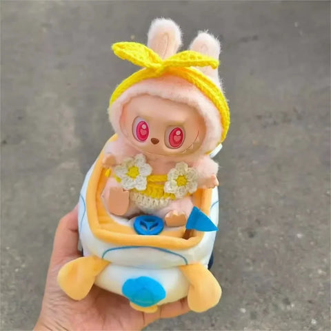 Cute Labubu Doll Chair Mobile Phone Holder & Summer Swimsuit Dress with Slippers Doll Shirt Sea Beach Style
