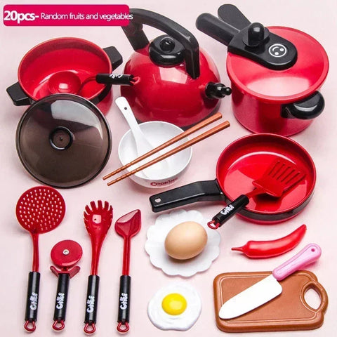 Set For Kids Girl Cooking Kitchen Toys Baby Cutting Fruit Cooking Kitchen Utensils Children's Simulation Education Pretend Play