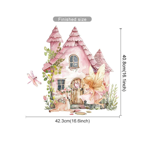 Cartoon Cute Fairy Mushroom House Plant Wall Sticker Flower Elves Wall Decals for Kids Room Baby Girl Nursery Room Bedroom Decor