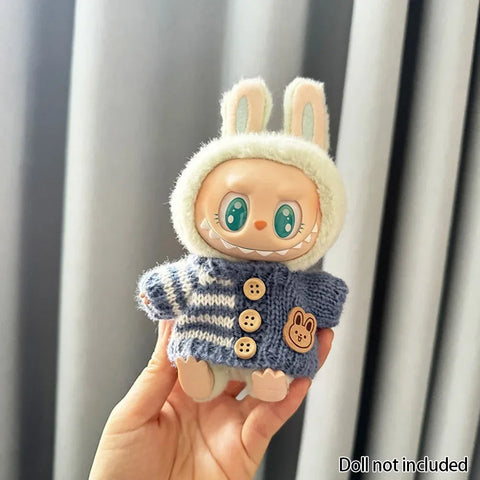 For 15-17 cm v1v2 Labubu Clothes outfit Labubu Sitting Party Bear Label Scarf Hat Bag Dolls Accessories Cute Decoration