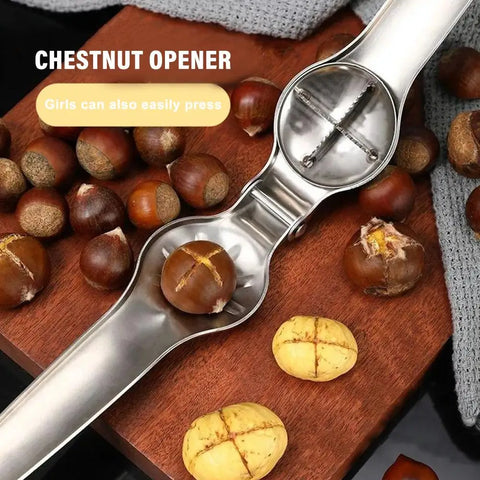 Stainless Steel Quick Chestnut Opener Quick Clip Walnut Pliers Cutter Opener Nut Cracker Sheller Kitchen Tools 2 in1 Nut Cracker