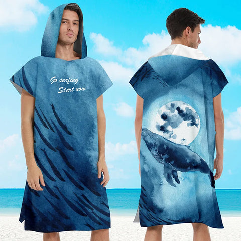 Hot Quick Dry Towel Diving Surf Changing Robe Poncho Towel with Hood Microfiber Absorbent Sweat-absorbent Swim Robe