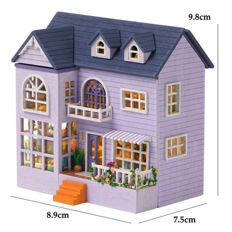 Diy Mini Wooden Dollhouse With Furniture Light Doll House Casa Assembly Model Pink Princess Villa Architecture Kit Toys Birthday