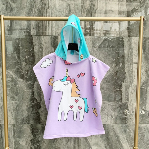 Baby Cartoon Printing Bathrobe Girls Unicorn Beach Towel Boy Shark Dinosaur Bath Towel Kids Hooded Cape Towel Children Bath Item