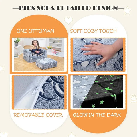 Kids Nugget Play Couch 3-in-1 Modular Toddler Couch Baby Couch Foam Armchair Children Convertible Sectional Sofa