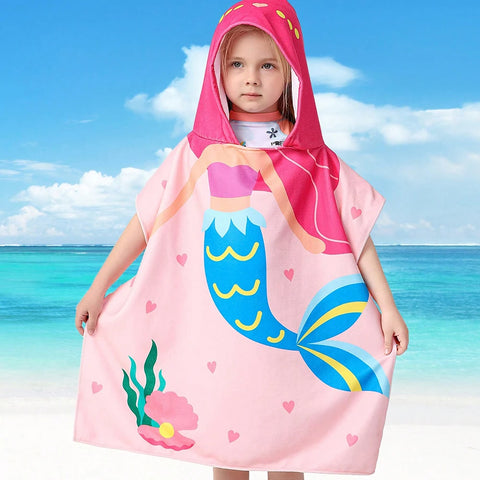 Girls Unicorn Bathrobe Baby Hooded Beach Towel Kids Mermaid Cape Towels Children Bathing Stuff Babies Shark Washcloth