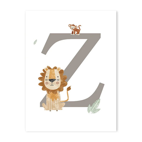 Baby Name Customized Poster Jungle Animals Lion Zebra Elephant Canvas Painting Kis Bedroom Wall Art Print Pictures Nursery Decor