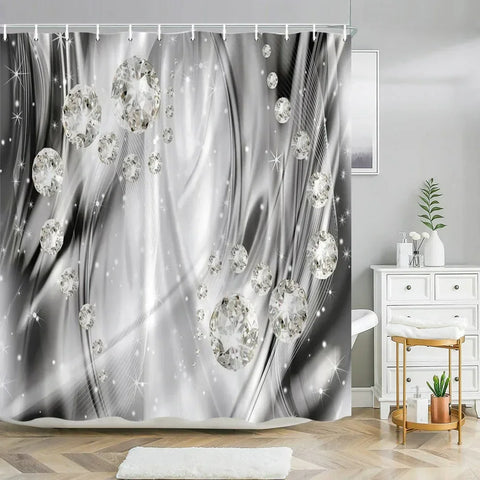 Elegant Bouquet of Fantastic White Flowers 3D Style Shower Curtain Bathroom Curtain with Bath Rug Carpet Set Floral Home Decor