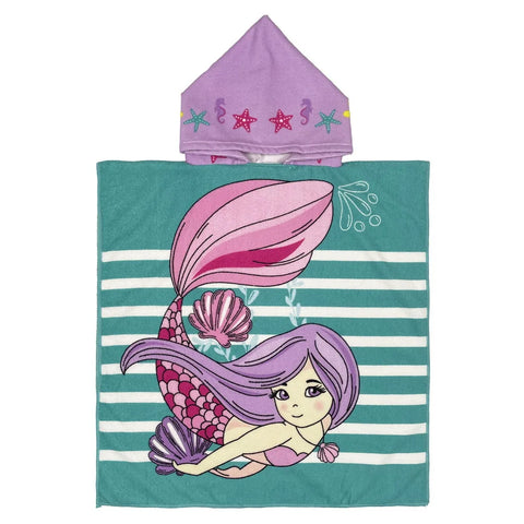 80-130cm Kids Hooded Bath Beach Poncho Towels Baby Quick Dry Bathrobe Child Cartoon Poncho Towels Microfiber Swim Cover-ups