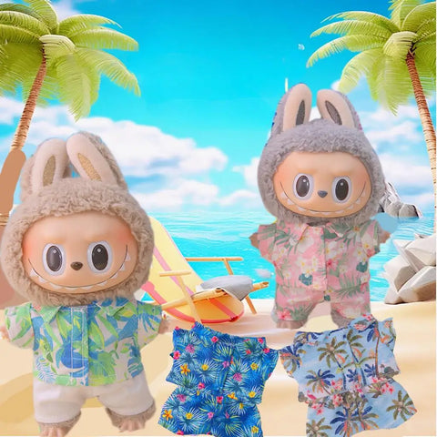 Hawaii Summer Beach Style Clothes For labubu 3.0 v1/v2/v3 clothes outfits For Ropa labubu Doll Clothes Accessories