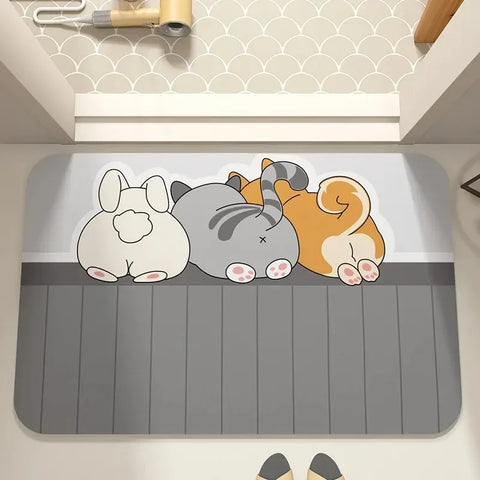 Cute cartoon dog pattern bathroom absorbent carpet kitchen home decoration bedroom living room entrance door floor mat