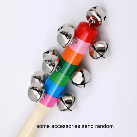 1pcs Colorful Rainbow Hand Held Bell Stick Wooden Discussion Musical Toy for Adult KTV Party Kids Game Gift