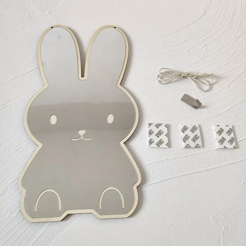 Rabbit Bear Shaped Mirror Acrylic Ornaments Cartoon Crafts Photo Props Baby Children Room Nordic Home Decor