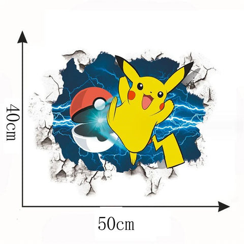 Cartoon Pikachu Wall Stickers For Kid's Rooms Kindergarten Living Room Bedroom DIY Wall Decoration Animated Poster Bedroom Decor