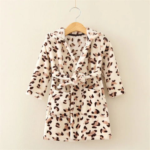 Soft Girl Sleepwear Robe Autumn Winter Children Flannel Bathrobe for girls Boys Pajamas Comfort Kids Cartoon Homewear 2-8 Year