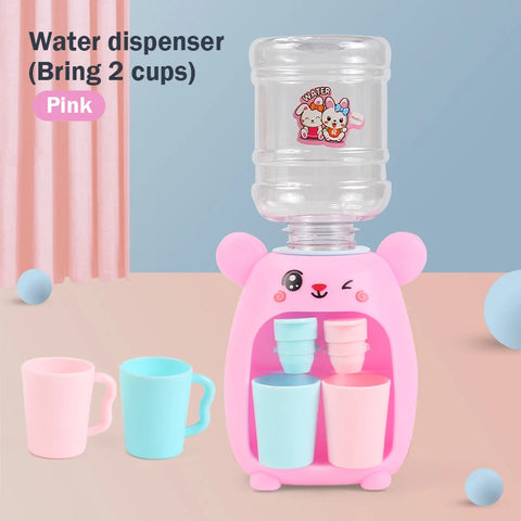 Mini Children Water Dispenser Toy Cute Cartoon Water Juice Milk Drinking Fountain Pretend Play Kitchen Toys for Boys Girls Gift