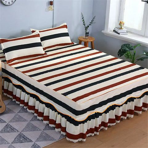 3pcs Bedding Bed Skirt With 2pcs Pillowcases Wedding Bedspread Bed Sheet Mattress Cover Full Twin Queen King Size Bedsheets