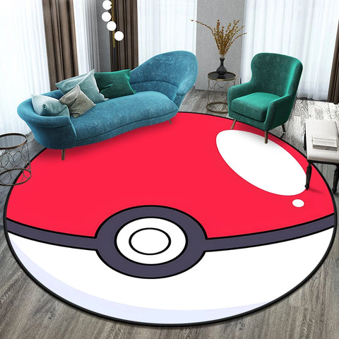 Pokémon Cartoon HD Printed Round Carpet for Living Room Rugs Camping Picnic Mats Flannel Anti-Slip Rug Yoga Mat Gifts