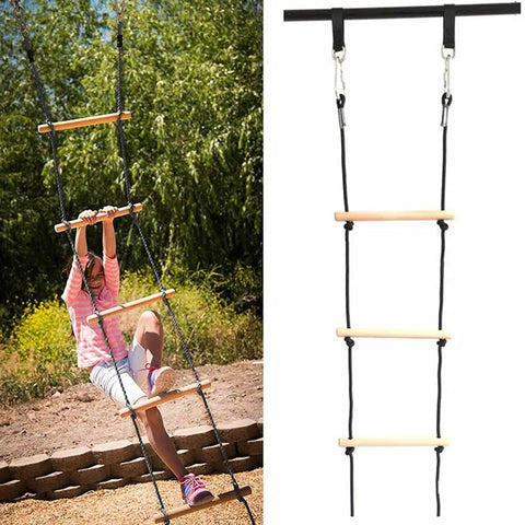 Children Climbing Rope Ladder Wooden Swing Kids Indoor Outdoor Tree Playground Recreation Play Game Bodybuilding Set