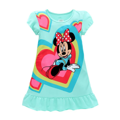 3-8Years New Summer Kids Cartoon Dress Sleepwear Mermaid Princess Belle Girls Printing Nightgowns Children Party Dresses Pajamas