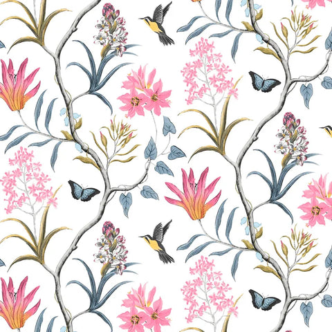 Self Adhesive Floral Bird Wallpaper Modern Pink Flower Wallpaper Living Room Bedroom Kitchen Bathroom Wall Paper Home Decoration