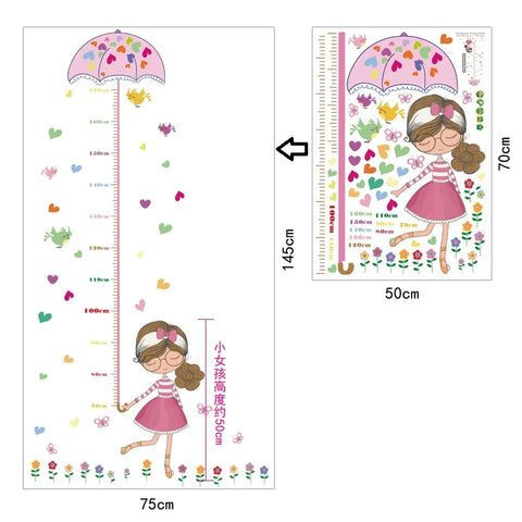 Cartoon Animals Height Measure Wall Sticker Unicorn Dinosaur Wallpaper For Kids Room Nursery Child Growth Ruler Growth Chart