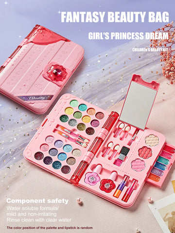 Kids Makeup Kit for Girl, Washable Play Make Up Toys Set with Mirror, Beauty Dress Up Set Toys for Age 3 4 5 6 7 8 9 10 11 12 Ye