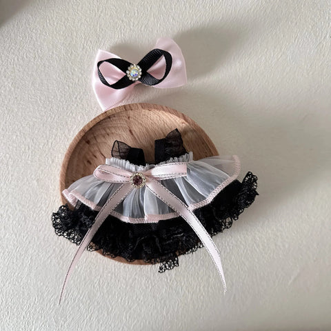 17cm Labubu Plush Pendant Korean Kpop Labubu Idol Clothing Accessories Princess Style Bow Dress Cartoon Cute Idol Outfitset Gift