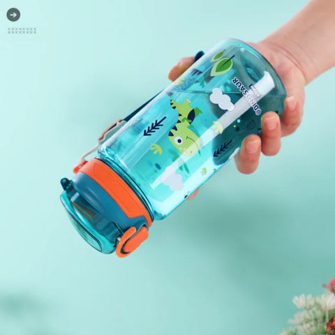 400-650ML Kids Cartoon Water Bottles Leakproof Water Sippy Cup with Straw and Strap Portable Drinking Bottle for Childre