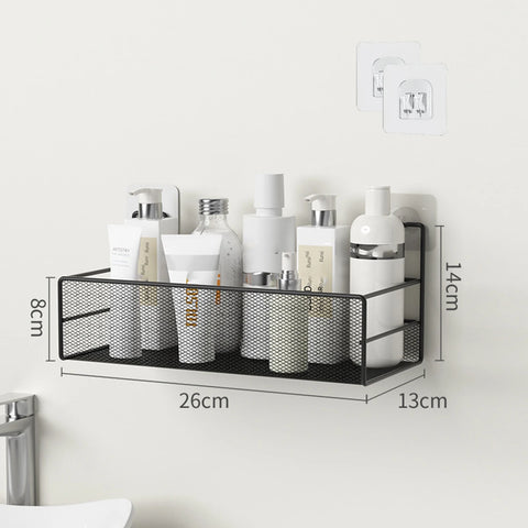 Wall-Mount Bathroom Shelf Shower Shampoo Rack Toilet Accessories Kitchen Free Punch Condiment Storage Basket Bathroom Organizer