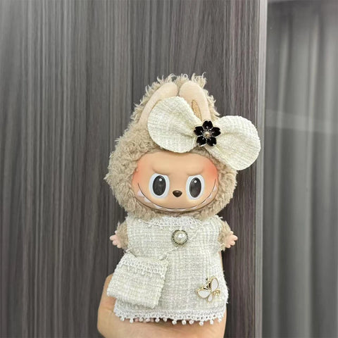 For Korea Kpop Exo Labubu Idol Dolls Jean Dress Big Bowknot Doll Clothes Kids Gift 15-17cm Cute Mini Clothes Doll Accessories