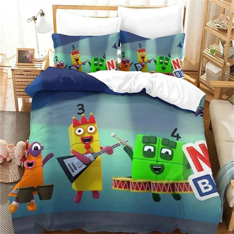 Cartoon Number-Blocks Bedding Set Duvet Cover Bed Set Quilt Cover Pillowcase Comforter King Queen Size Boys Adult