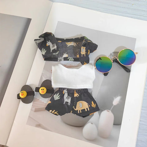 Cute Labubu Doll Chair Mobile Phone Holder & Summer Swimsuit Dress with Slippers Doll Shirt Sea Beach Style