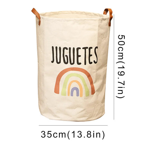 Large Capacity Baby Items Basket Diaper Caddy Organizer Folding Cartoon Printed Dirty Clothes Bucket Toy Storage Basket