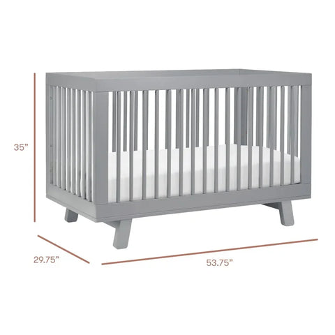 Hudson 3-in-1 Convertible Crib with Toddler Bed Conversion Kit in Grey, Greenguard Gold Certified