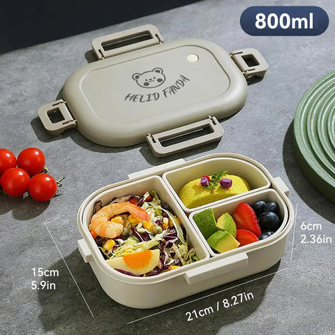 Stackable Bento Box Portable Cute Cartoon Children Lunch Box Double Layer Food Storage Container Eyeglass Bear Thermal Bento Box