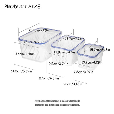 Fruit Storage Containers for Fridge with Removable Colander, Airtight Food Storage Container, Dishwasher Safe Produce Saver