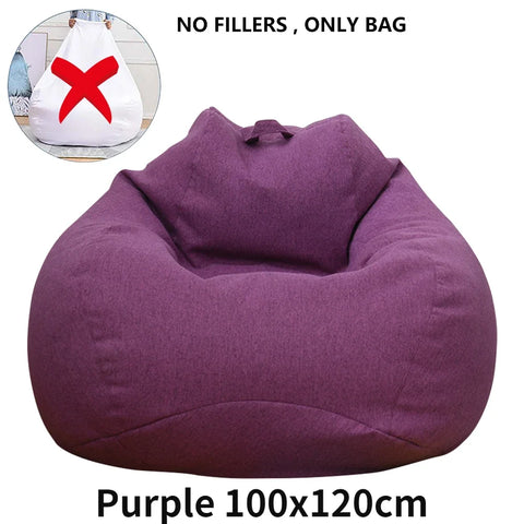 Lazy Sofa Cover Comfortable Large Bean Bag Cover without Filler for Home Bedroom Adults Kids Soft Tatami Chairs Covers Beanbags