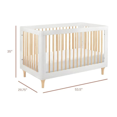 3-in-1 Convertible Crib with Toddler Bed Conversion Kit in White and Natural, Greenguard Gold Certified