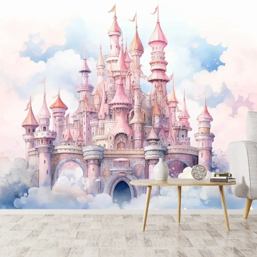 Custom Wall Papers Home Decor Peel and Stick Wallpaper Wallpapers for Child Bedroom Decoration Kids Nursery Castle Floral Murals