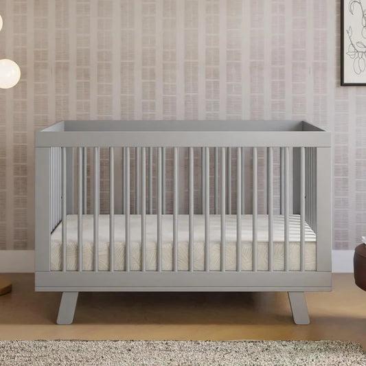 Hudson 3-in-1 Convertible Crib with Toddler Bed Conversion Kit in Grey, Greenguard Gold Certified