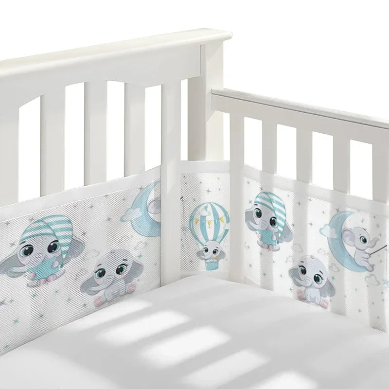 Baby Breathable mesh bed liner fits 4 panel crib sandwich breathable bed around baby fence