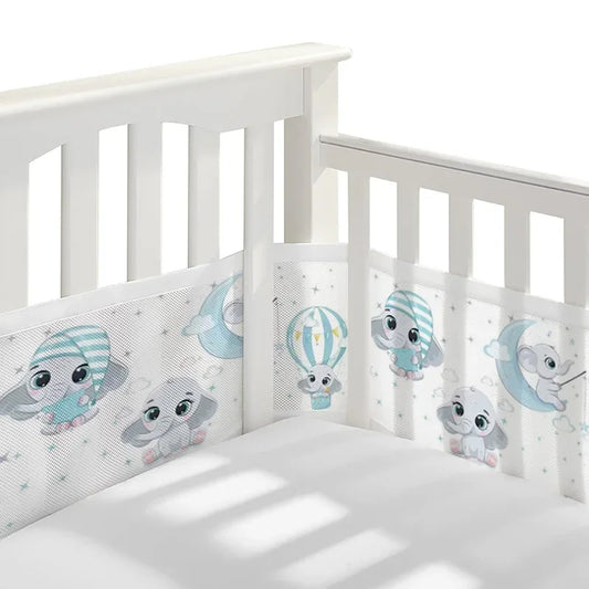 Baby Breathable mesh bed liner fits 4 panel crib sandwich breathable bed around baby fence