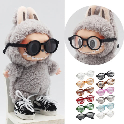 Labubu 6.5cm Transparent Plastic Glasses for 1/8 1/6 1/3 1/4 BJD for Labubu MSD Plush for EXO Doll Sunglasses