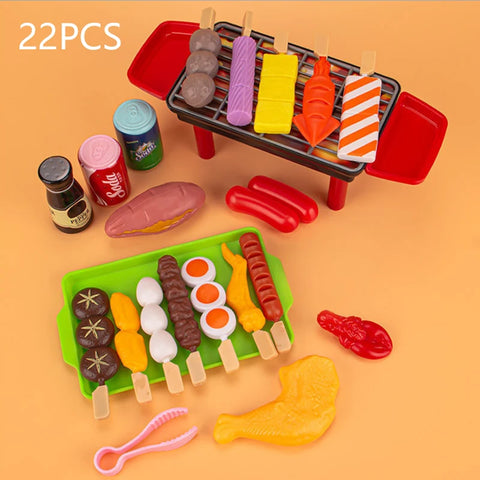 Kids Pretend Play Kitchen Toys Simulation Food Barbecue Cooking Toys Children Educational Play House Interactive Toys For Girl