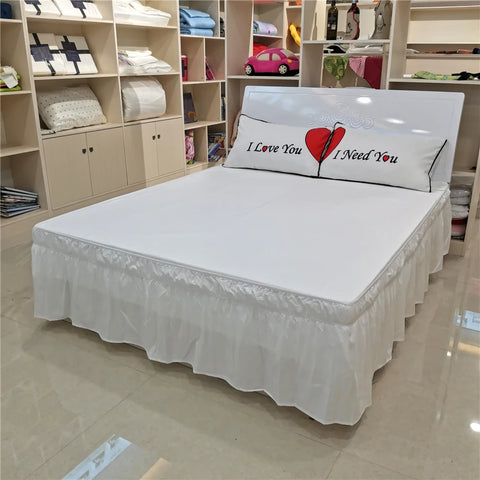 Solid Color Elastic Bed Ruffles Bed Skirt Wrap Around Style Easy Fit 15 Inch Drop Dust Ruffle Bed Skirts Corners Fade Resistant